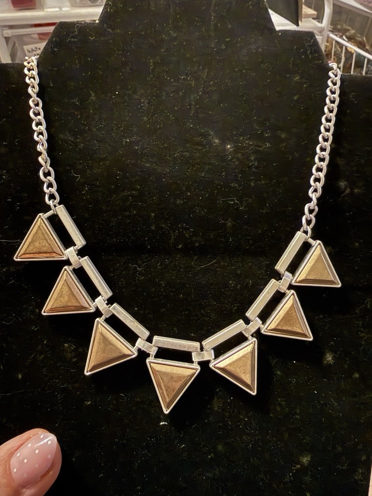 Plunder Vintage Silver Tone Triangle Necklace