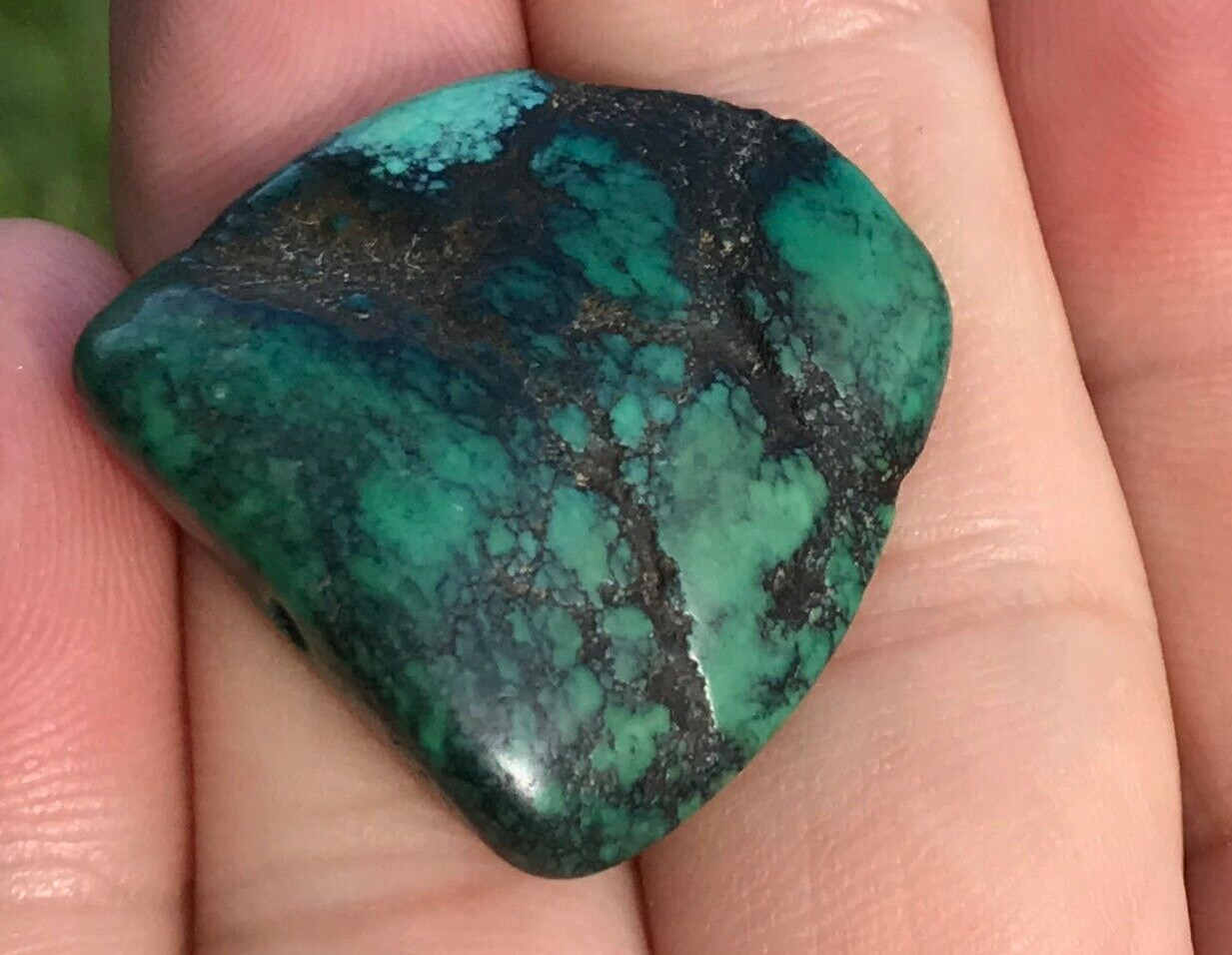 ANTIQUE RARE VERY OLD TIBETAN TURQUOISE BEAD - BEAUTIFUL WORN PATINA