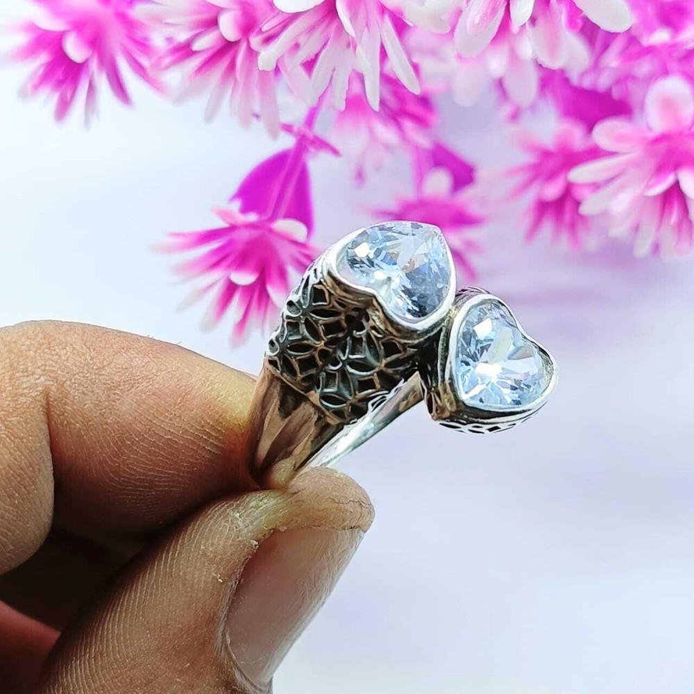 White Topaz Gemstone Handmade Ring,925 Sterling Silver Statement Ring All Size