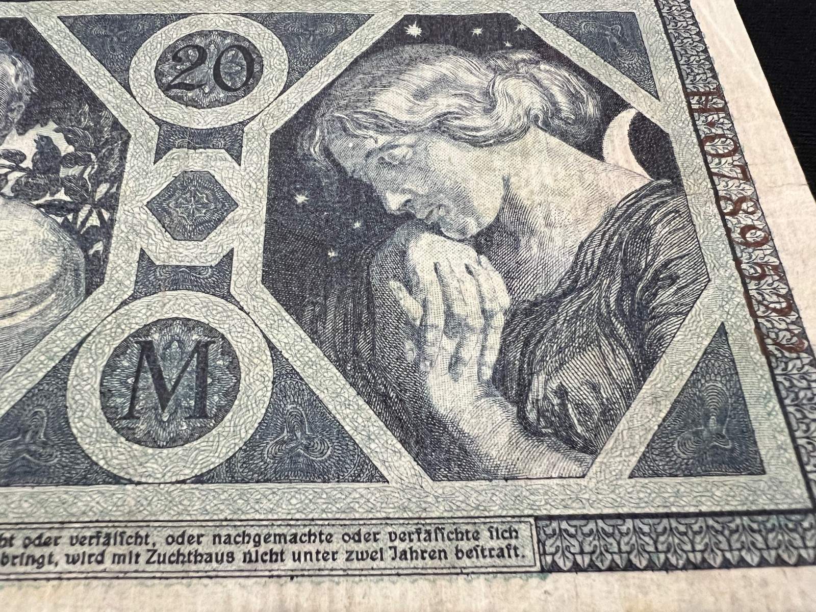 2x 1915 Germany 20 Mark Banknote Great War WW1 WWI Antique Artifact Art Relic