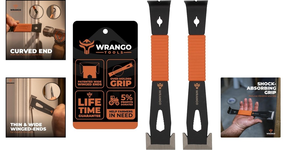 Multi-Functional 9.5" Pry Bar Set - Patented Wing Design & Lifetime