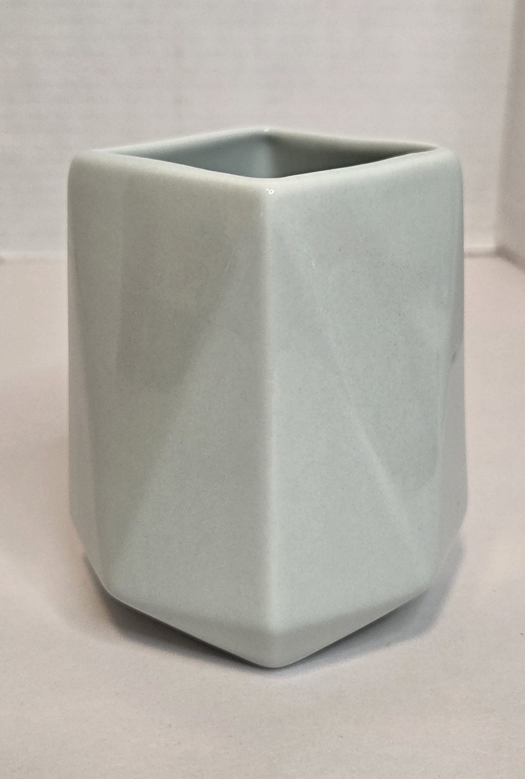 West Elm Faceted Vase Planter Small Water Street Ceramic Pale Blue