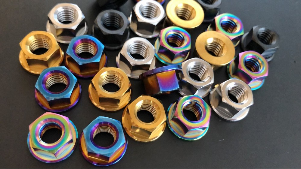 Rison Titanium Flanged Nuts Hex Nut Titanium Flange Sprocket Nut M3-M12 Nut 1PCS