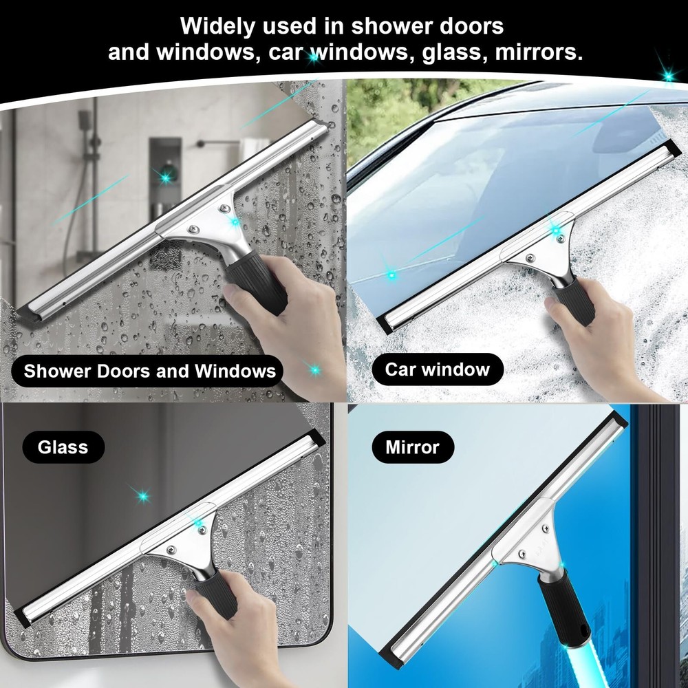 2Pack 14-Inch Multifunctional Rust Proof Window Cleaning Kit. for Shower Glas...