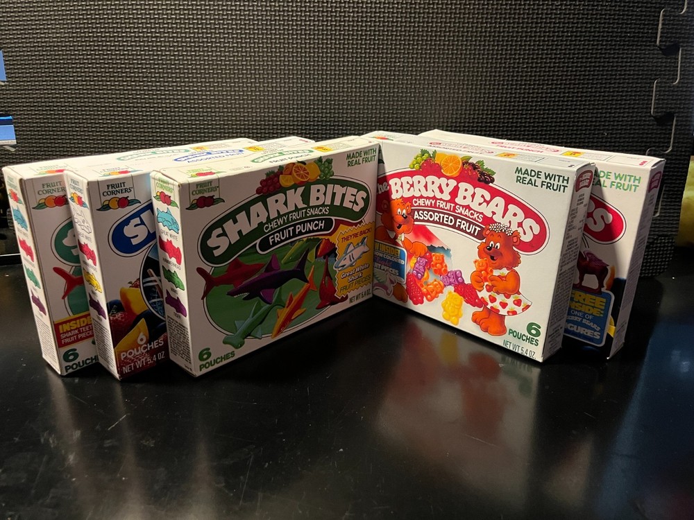 Shark Bites fruit snacks - 3 empty custom design display boxes