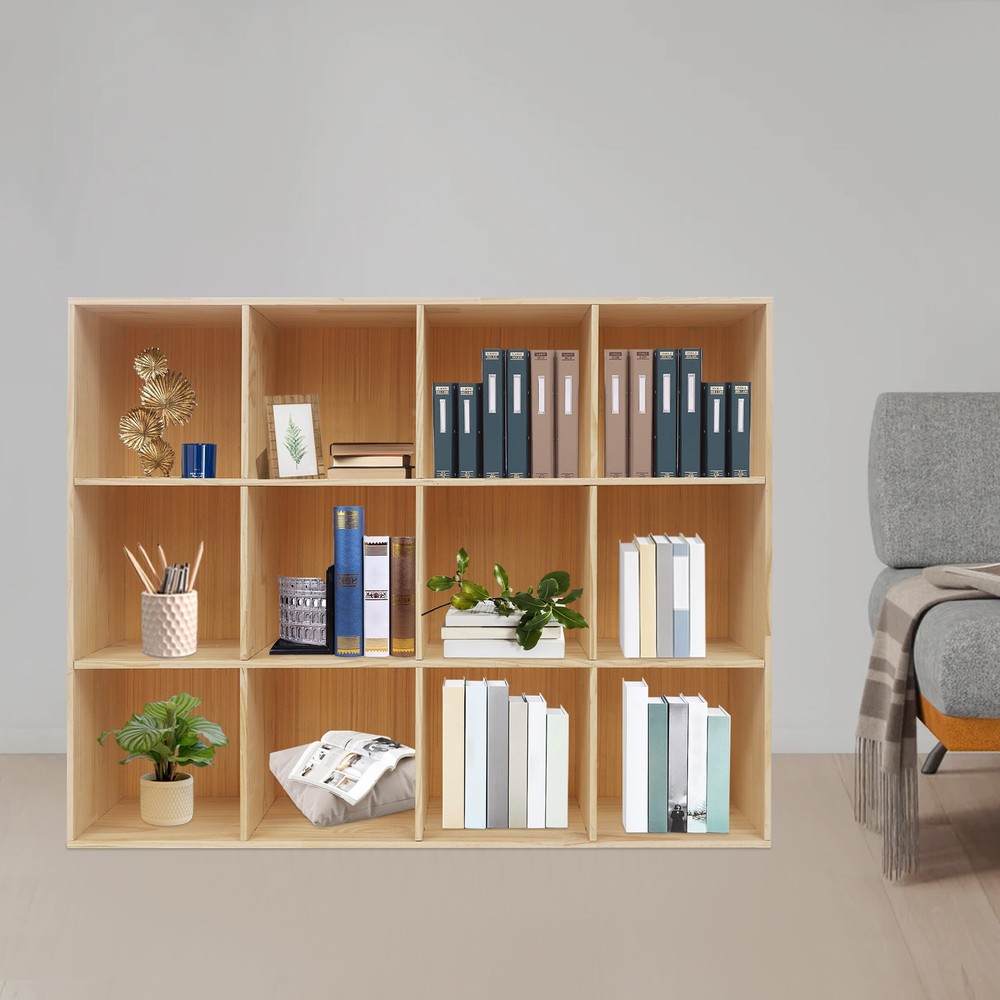 3 Tiers Storage Cabinet  Rectangular 12-Cube Storage Shelf Bookcase 120cm