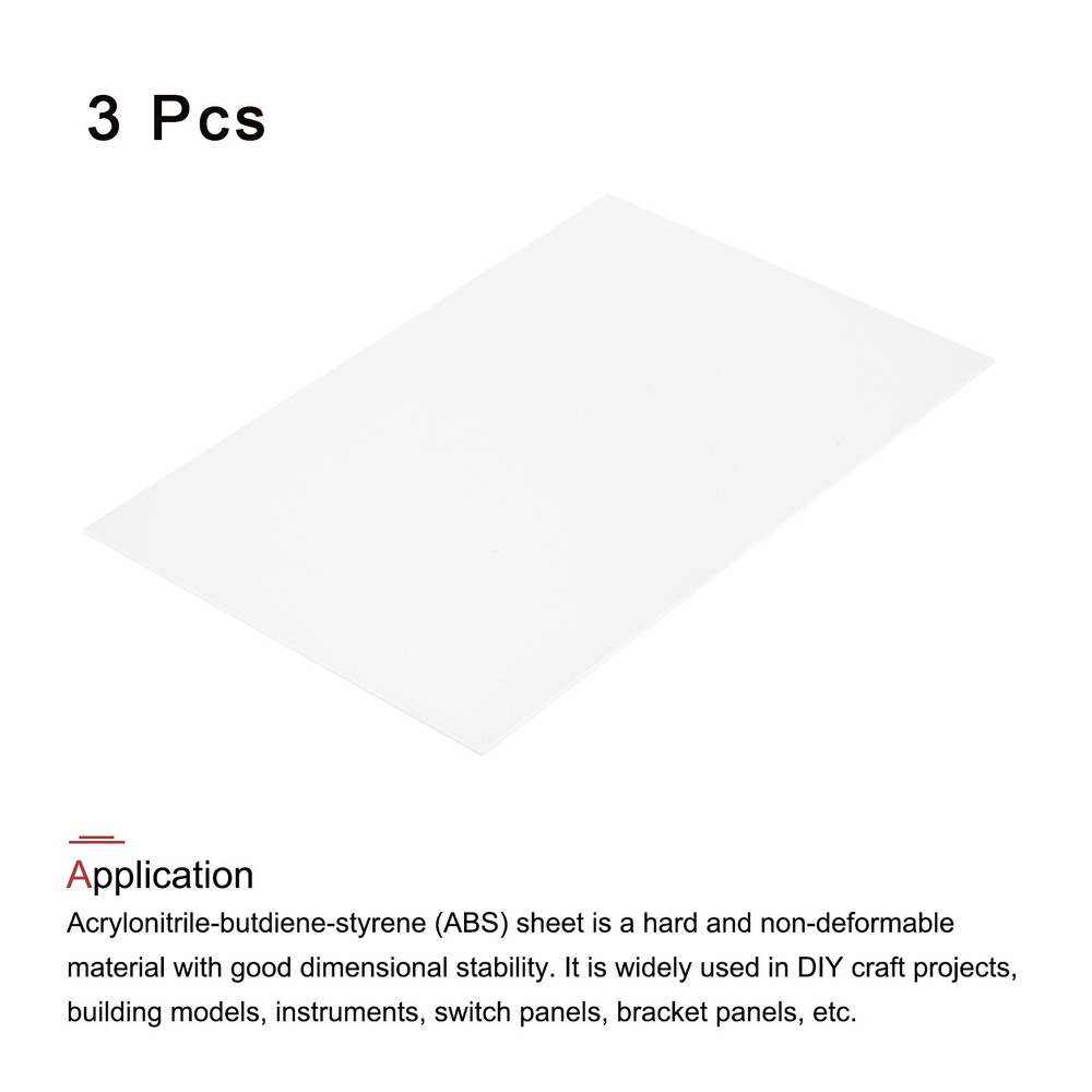 ABS Plastic Sheet 12 x 8 x 0.02" ABS Styrene Sheets White 3 Pcs