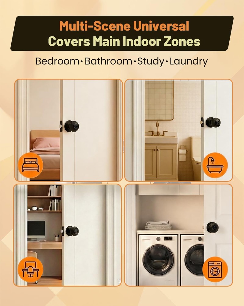 10 Pack Black Door Knobs, Privacy Door Knobs Interior Door Knob for Bedroom US..