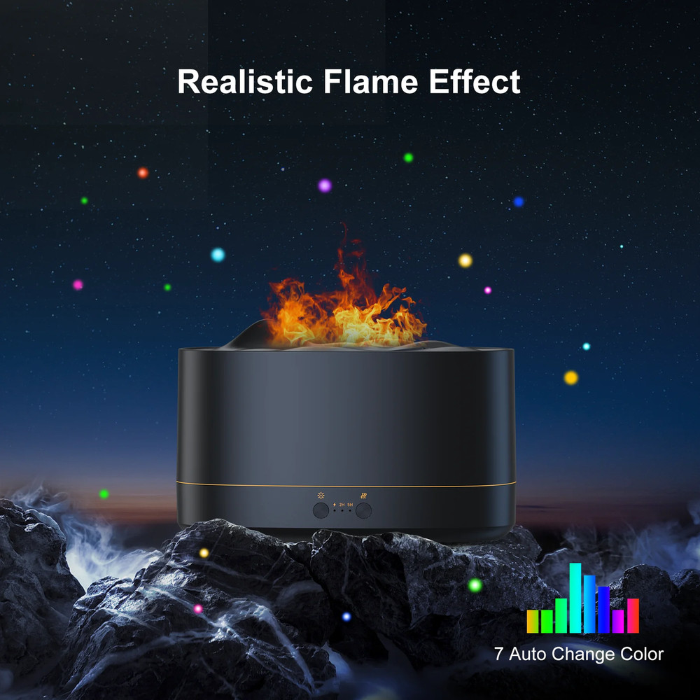 Essential Oil Diffuser, 7 Color Flame Diffuser Humidifier, 200Ml Time Setting fo