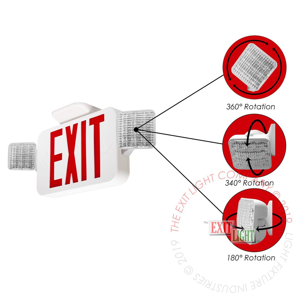 LFI Lights | Red LED Exit Sign Emergency Light Combo UL | 2 Pack COMBO2-R-W-BB-2