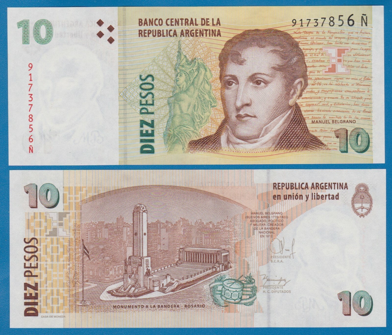 Argentina 10 Pesos P 354a Series "N" UNC (P 354 a)