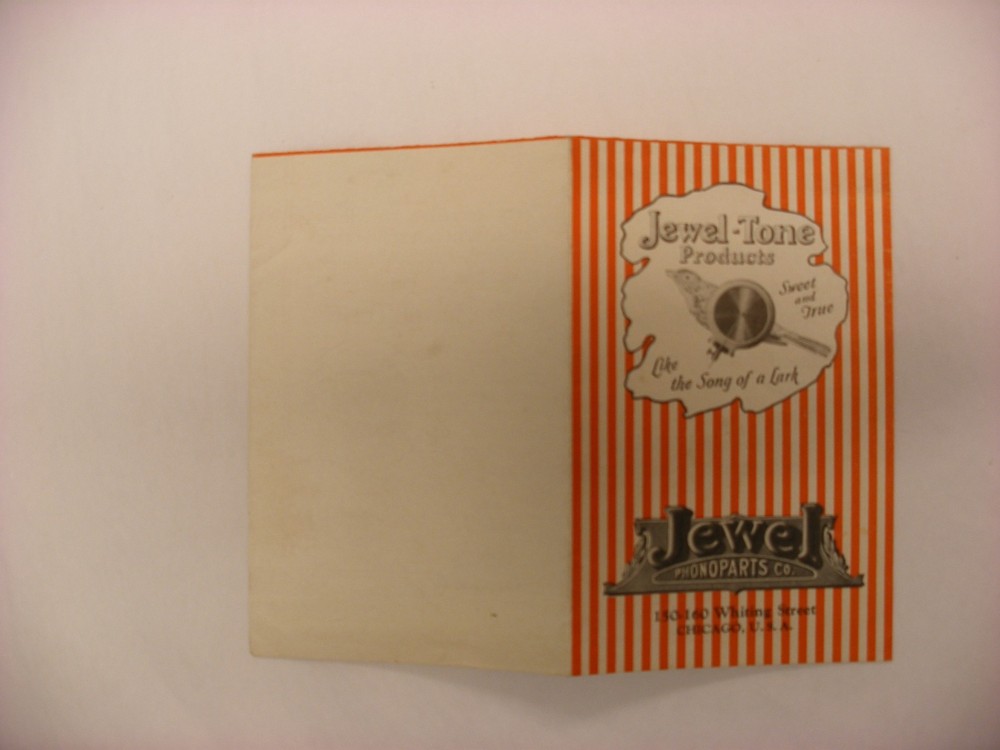 Jewel-Tone Phonograph Attachment Saffo Needle Automatic Stop Mute Pamphlet