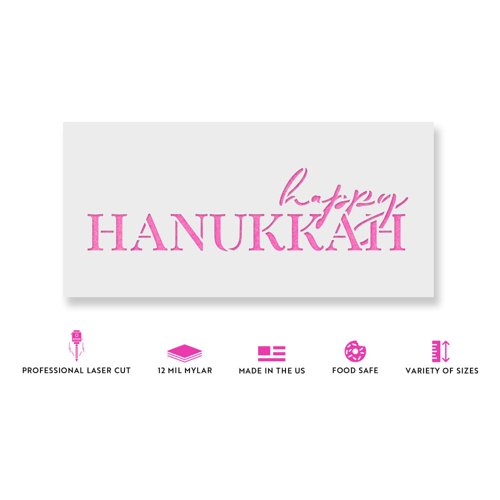 Simple Happy Hanukkah Stencil - Durable & Reusable Mylar Stencils