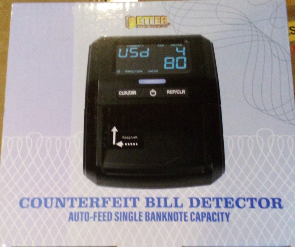 Counterfeit Bill Money Detector Machine with LCD Display, Portable Compact US...
