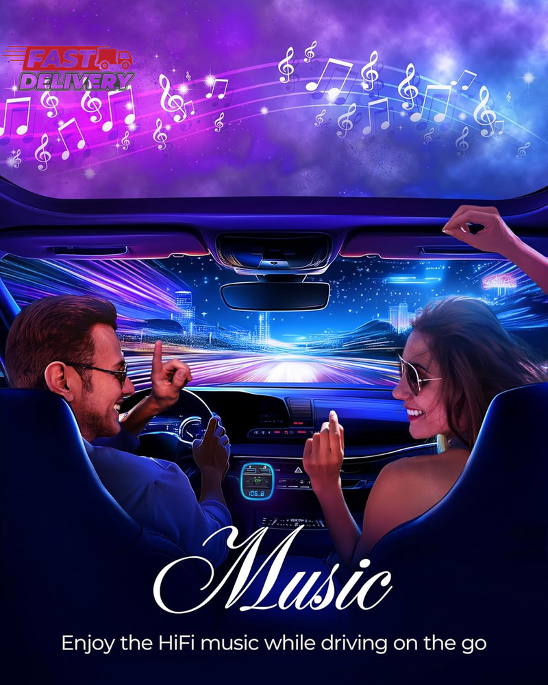 LENCENT FM Transmitter, Bluetooth FM Transmitter Wireless Radio Adapter Car Kit