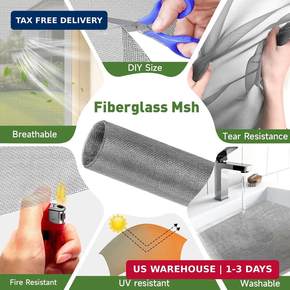 Window Screen Adjustable Magnetic Window Screen Replacement Max 47 x51 DIY Fiber