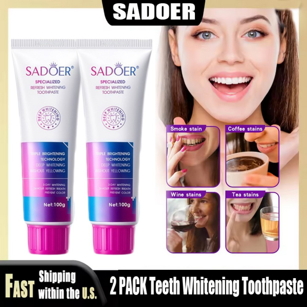 2x Teeth Whitening Toothpaste Remove Tooth Stain Deep Teeth Clean Fresh Breath