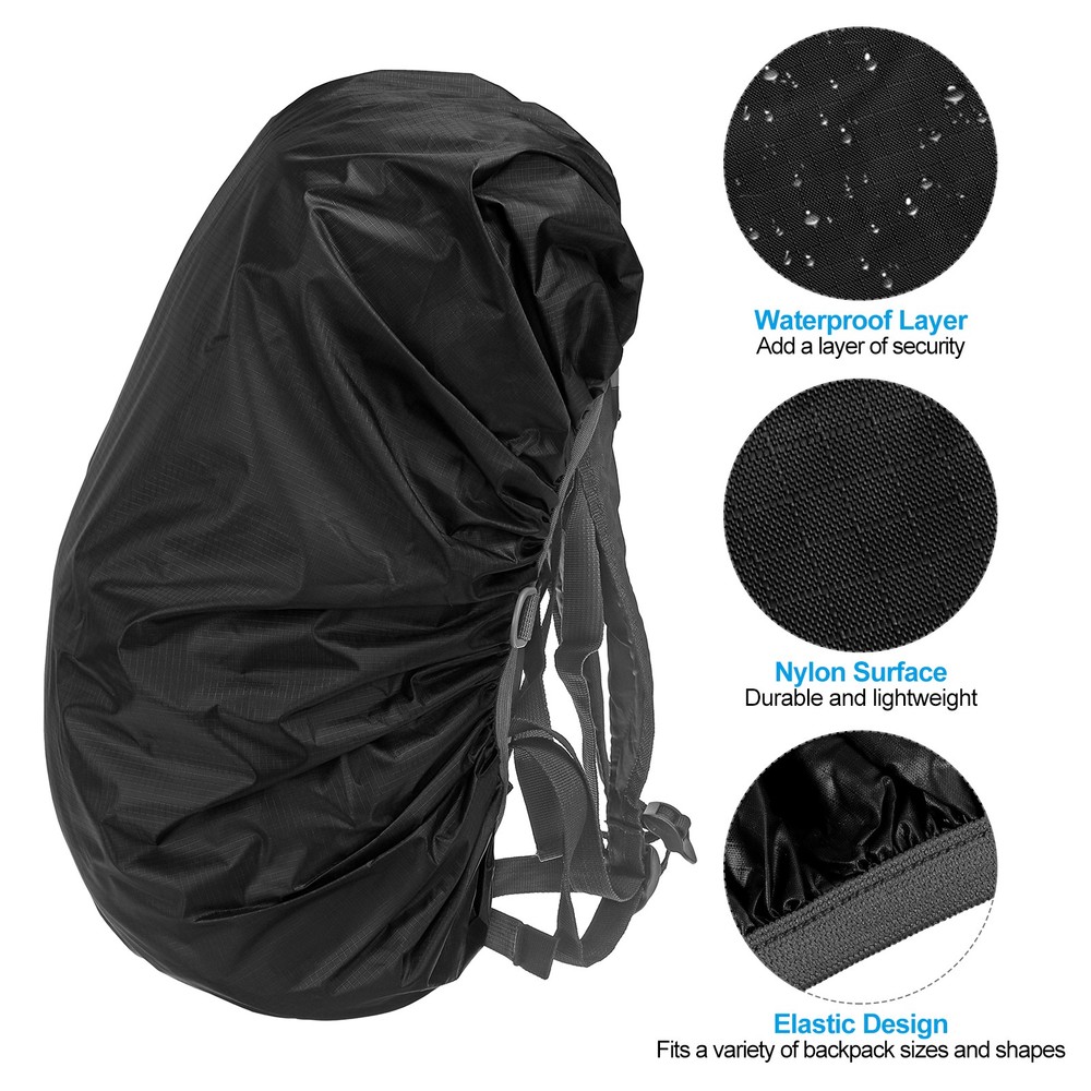 2 Pcs 70-90L Backpack Rain Covers with Drawstring Bag, XXL, Black Checkered