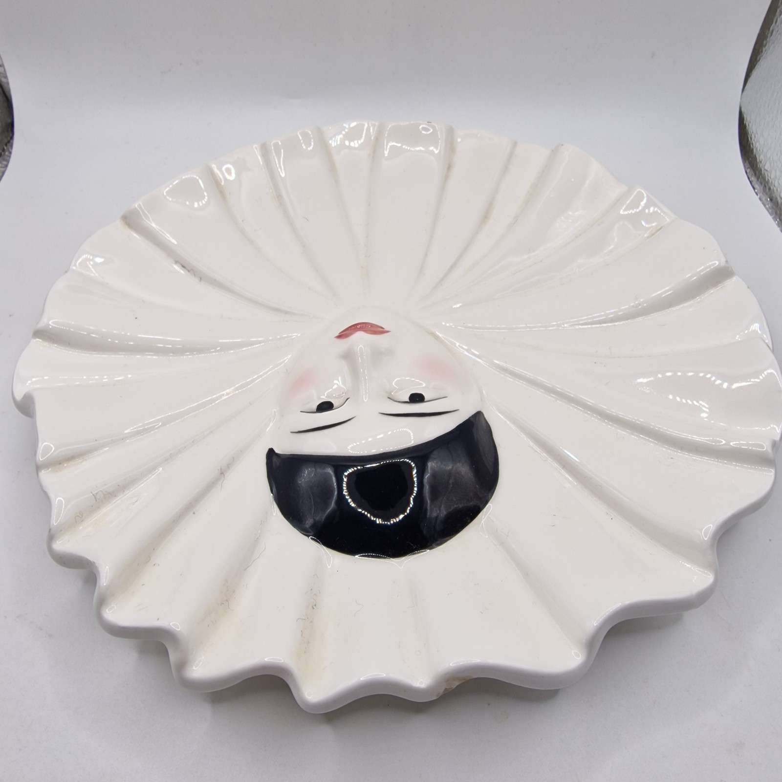 Vintage Tastesetter Sigma Pierrot Clown Face Plates Pair 80s Japan Mime Art Deco