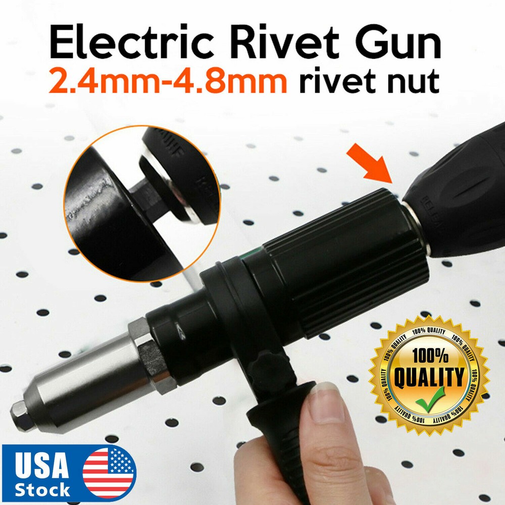 Electric Rivet Nut Gun Adaptor Insert Cordless Power Drill Tool Kit Set