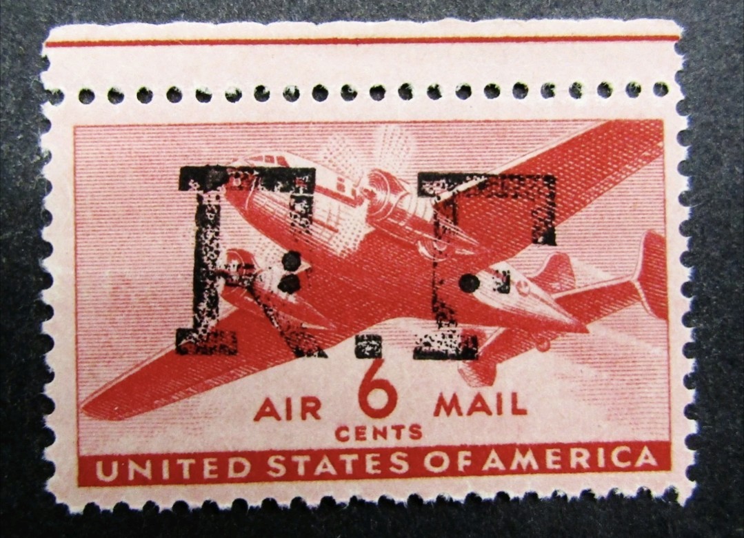 US Air mail stamp sc# cm4 Mint OG RF over print scv 450.00