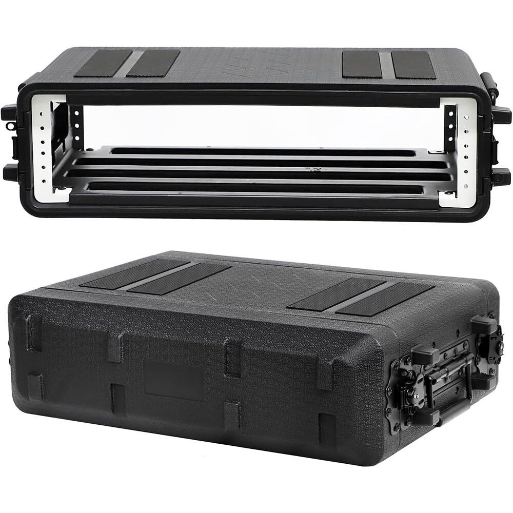 2U Rack Case Shallow 12" Depth 19" Rackmount Flight Case Dustproof for Pro Audio