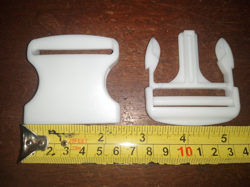 Single White Plastic Side Release Buckles - 2 Inch Wide Heavy Duty
