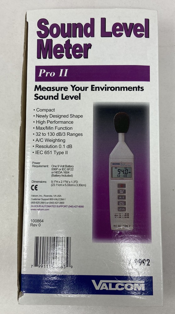 Sound Level Meter Pro II Valcom V-9992 Tested Working Excellent
