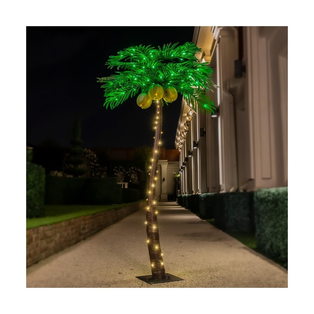 5ft Lighted Palm Tree with Glowing Coconuts - Dimmable, UL Certified, Waterpr...