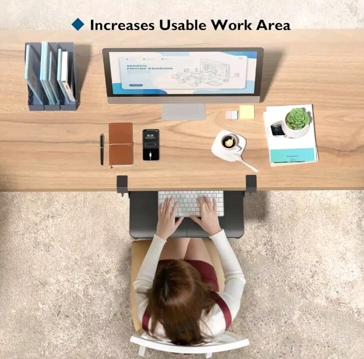 BONTEC Small Keyboard Tray Under Desk, Pull Out Keyboard & Mouse Tray