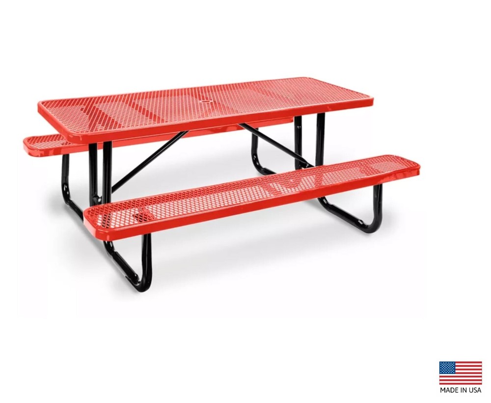 PICNIC TABLE Commercial - All Metal Construction & Steel Frame  8 Ft Rectangular