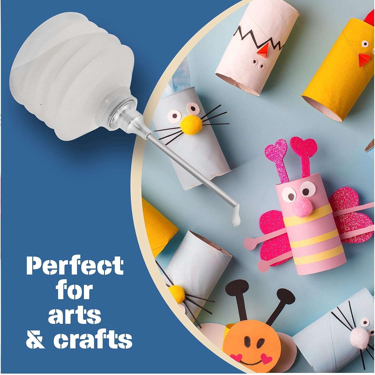 Accordion Style Squeezable Glue Container with Glue Injector Needle and Cap 3 Pk