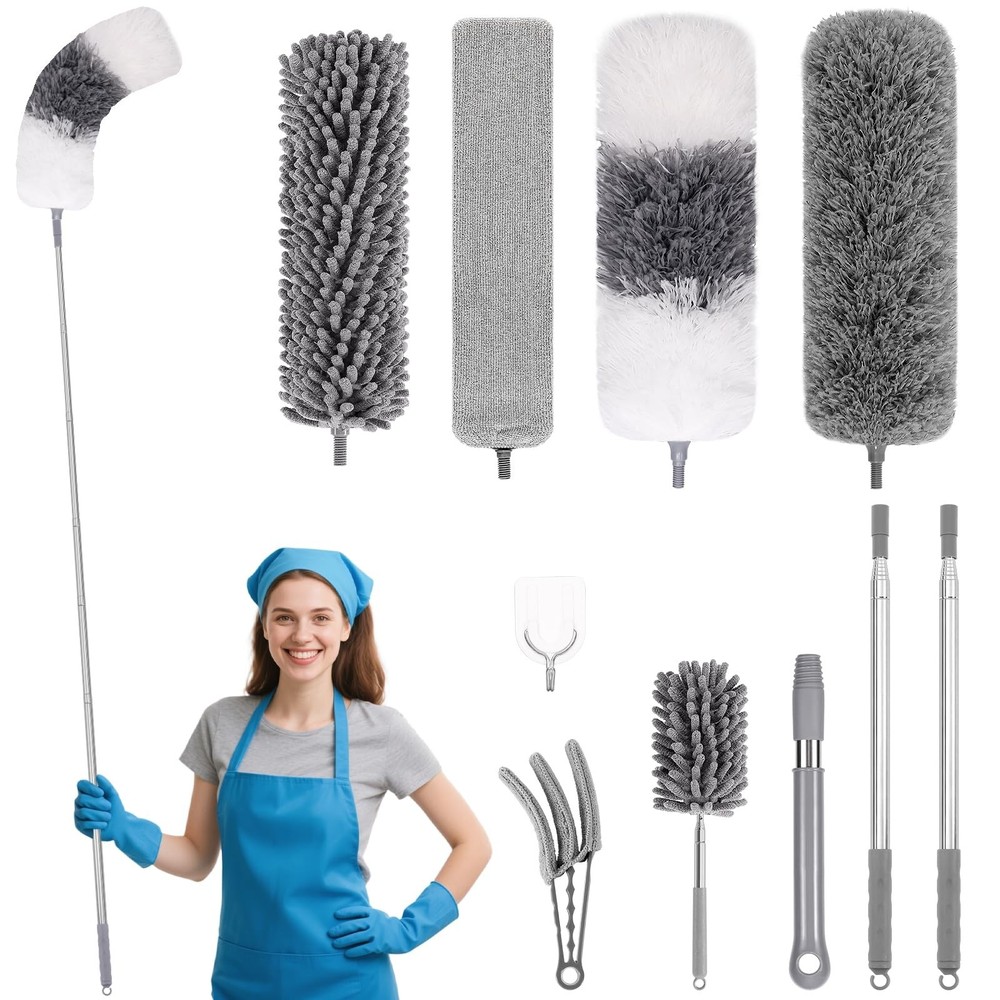 PHABLUS 10 PCS Dusters for Cleaning, Microfiber Duster with Extension Pole Up...