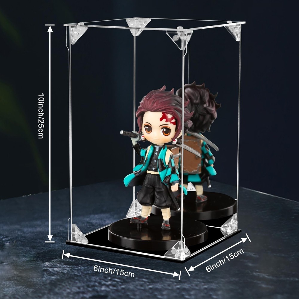 Acrylic Display Case Clear Action Figure Display Case with Mirrored Back, Dus...