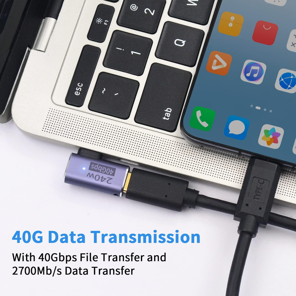 USB C Right Angle Adapter PD 240W for Thunderbolt 4/3, Right Angle 90 Degree USB