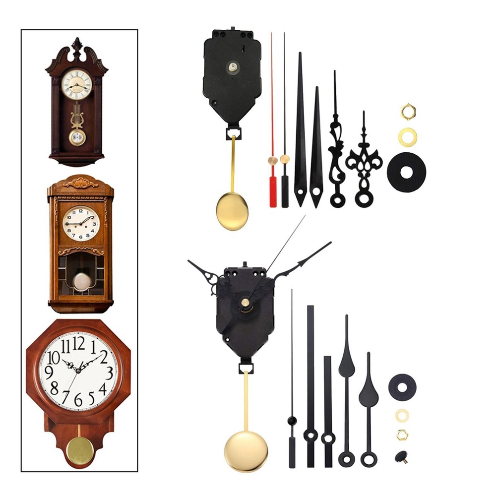 Pendulum Clock Movement Mechanism Kits Replacement W/ Hands & Pendulum Parts