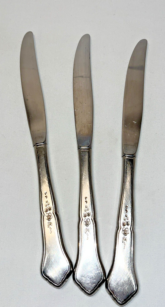 Oneida Ashmore Stainless Flatware 3 Dinner Knives Replacement Burnished Handle
