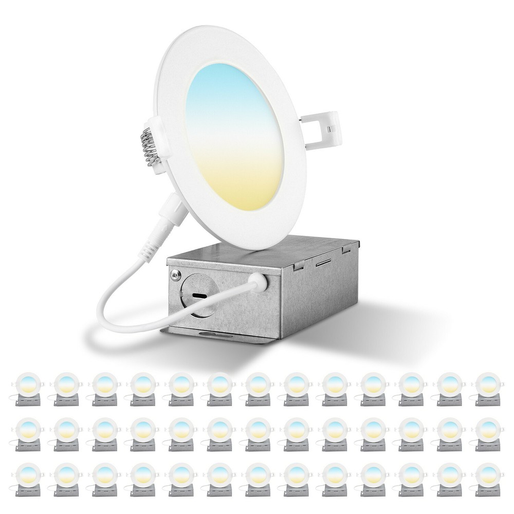40 Pack 4 Inch 9W 5CCT LED Recessed Ceiling Down Light W/Junction Box Dimmable