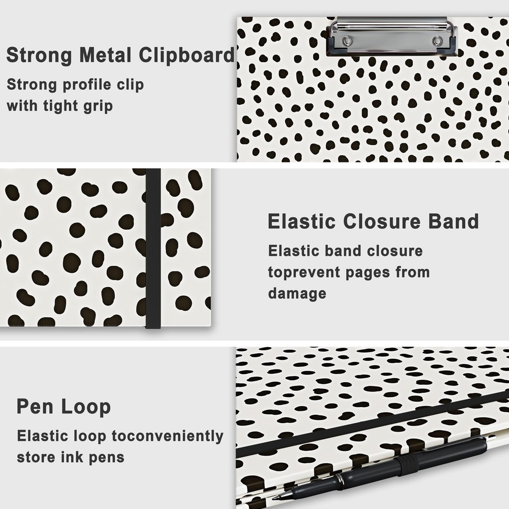 Clipboard Folio with Refillable Lined Notepad, Low Profile Clip and Interior ...