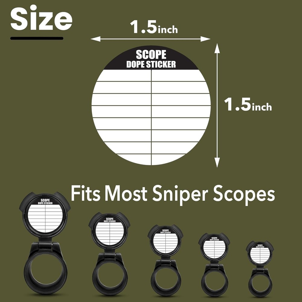12/25 Pack Writable Scope DOPE Sticker for Long-Range Shooting- Scope Sticker Ca