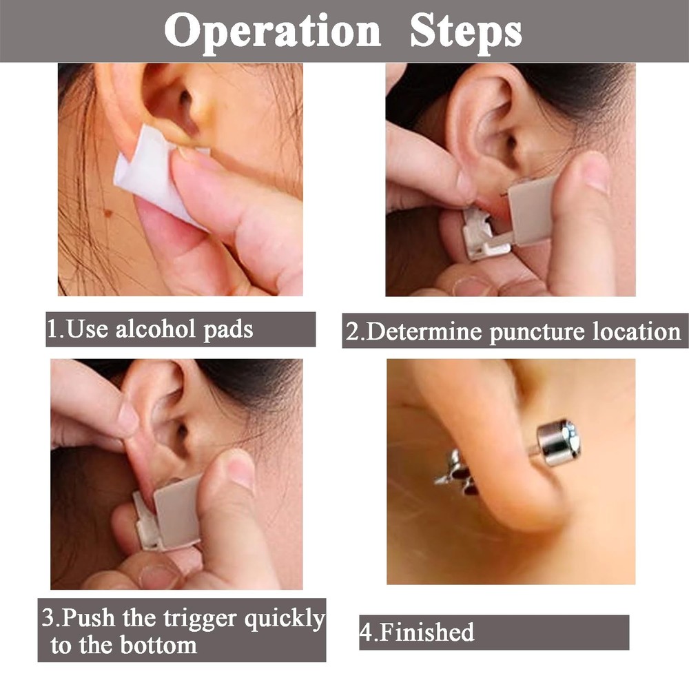 Ear Piercing Kit-18 PCS Disposable Self Ear Piercing Gun Piercing Tools with ...
