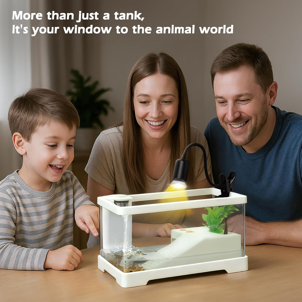 Small Turtle Tank Kit,Turtle Starter Habitat with Filter, Filter Plates,Basking