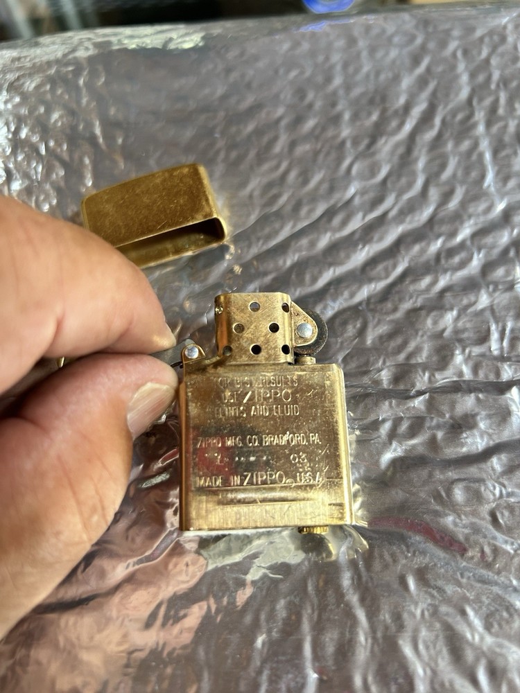 Leather Camel Cigarette Pouch With Zippo 04 Solid Brass Lighter