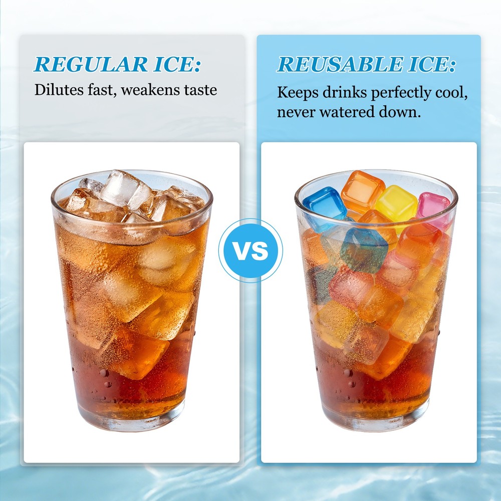 16 Pack Reusable Ice Cubes for Drinks, White Bar