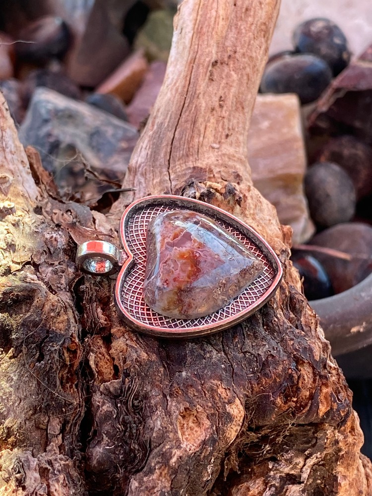 Butte Creek Agate Heart Pendant