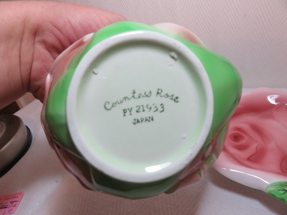 PY Japan ceramic countess rose pitcher and underplate