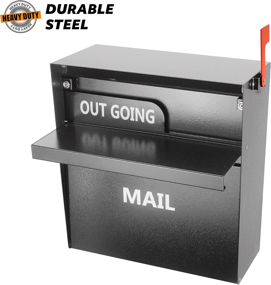 Rainproof Wall Mount Mailbox with Outgoing Mail Flag and Holder - Rainproof