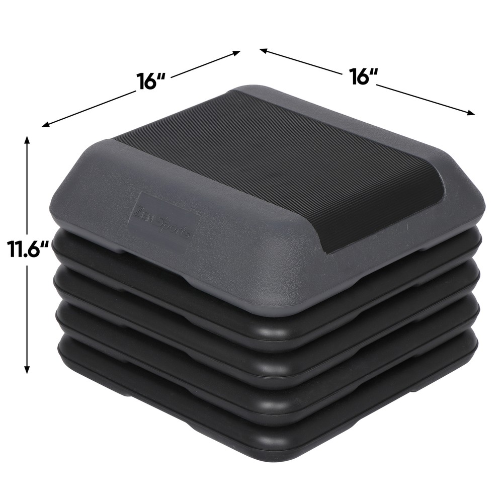 High Step Aerobic Platform with 4 Risers Training Device 16" x 16" Adjustable