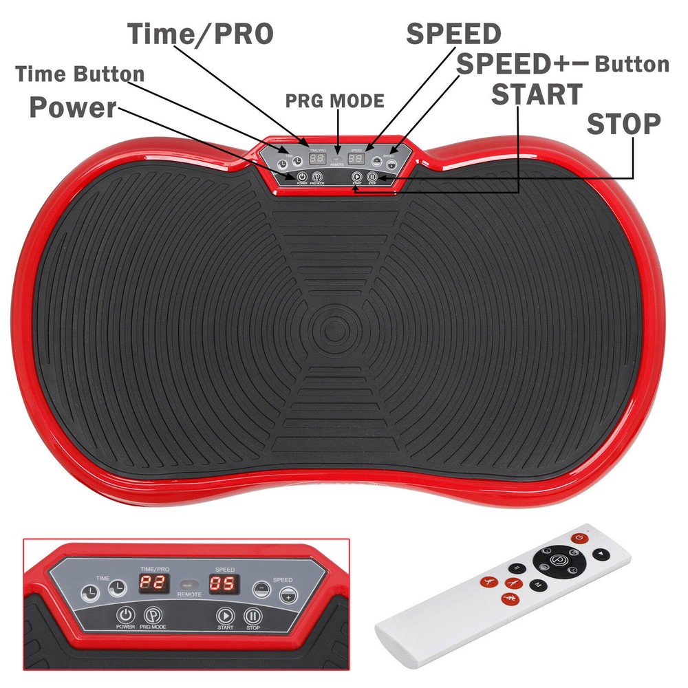 Vibration Plate Exercise Machine Vibration Platform Machine W/Bluetooth Red