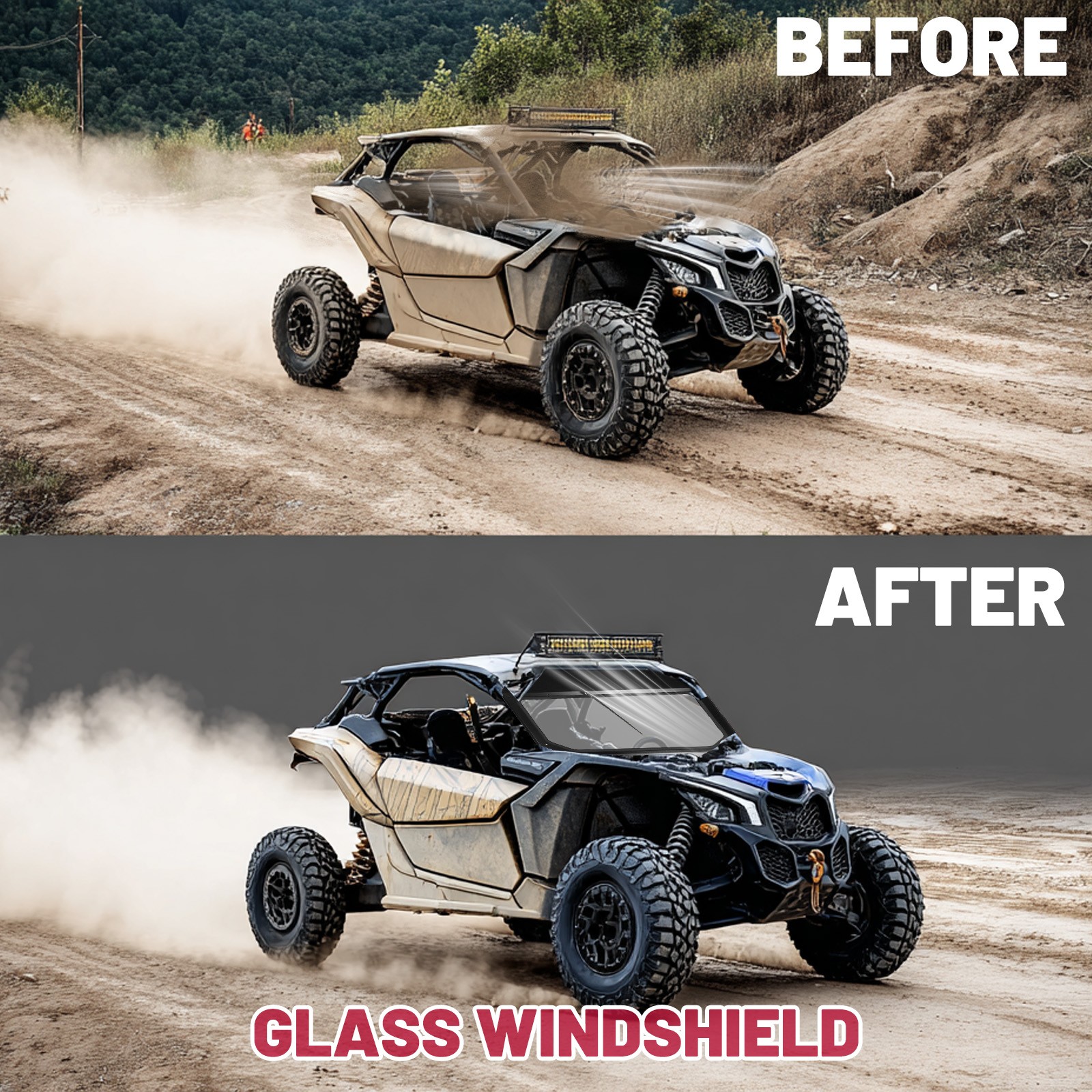 Glass Front Windshield w/ Wiper for Can-Am Maverick X3 DS Turbo 2017+ 18 19 ATV